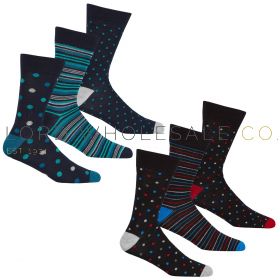 Mens Assorted Spot Non Elastic Bamboo Socks by Pandastick 12 x 3 Pairs