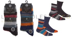 Men's Stripe Premium Quality Cosy Socks With Grippers by Pierre Roche 12 Pairs
