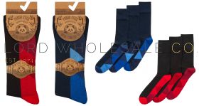 Mens 3pk Bamboo Comfort Fit Coloured Sole Socks by Pandastick 12 x 3 Pair Packs