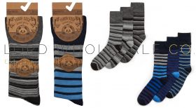 Mens 3pk Bamboo Comfort Fit Stripe Socks by Pandastick 12 x 3 Pair Packs