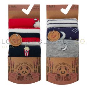 Ladies Embroidered Moon & Stars Bamboo Socks by Pandastick 12 x 3 Pair Packs