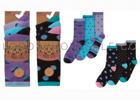 Ladies Bamboo Spotty & Pyramid Design Socks by Pandastick 12 x 3 Pair Packs