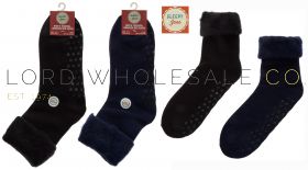 Men's Thermal Brushed Bed Socks with Grippers by Sleepy Joe's 12 Pairs
