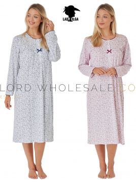 8907 Lady Olga Long Sleeved Nightdress 100% Cotton