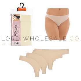Ladies 3pk Nude No VLP Thongs by Anucci 6 x 3 Pair Pack