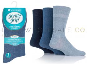 DIABETIC BIG FOOT Mens Blues Gentle Grip Socks by Sock Shop