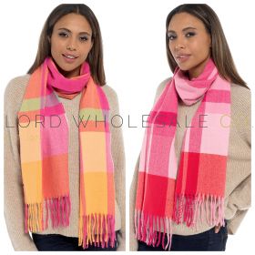 Ladies Check Scarf With Tassels by Foxbury 6 Pieces