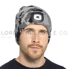 Adult Grey Camo LED Beanie Hat by Storm Ridge 12 Pieces