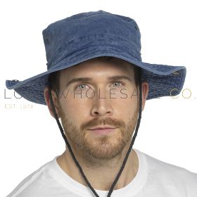 Men's Stonewashed Blue Safari Hat by Tom Franks 6 Pieces