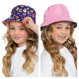 08-GL1108-Girls Animal Printed Reversible Bucket Hat by Bertie & Bo 6 Pieces