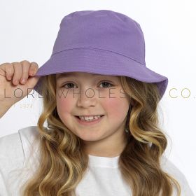 08-GL1120-Kids Plain Lilac Cotton Bucket Hat by Bertie & Bo 12 Pieces