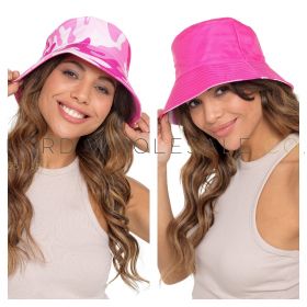 Ladies Pink Camo Print Reversible Bucket Hat by Foxbury 6 Pieces