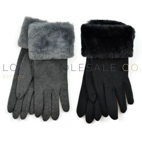 Ladies Assorted Gloves With Faux Fur Cuffs by Foxbury 12 Pieces