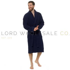 Men's Navy Pure Cotton Towelling Robe by Tom Franks 6 Pieces