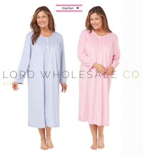 Ladies Long Sleeve Supersoft Shimmer Plain Fleece Nightdress by Marlon