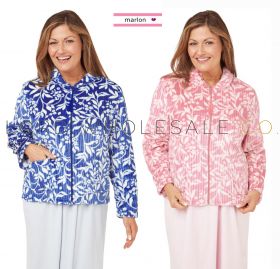 Ladies Floral Fleece Zipper Bedjacket with Pockets by Marlon