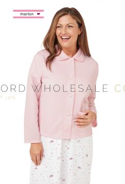 CLEARANCE Ladies Long Sleeve Mock Quilt Pastel Pink Bedjacket by Marlon