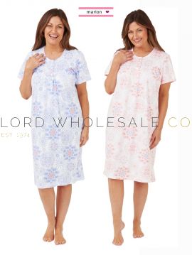 07-MA40826-Ladies 100% Cotton Jersey Geo Print Short Sleeve Nightdress by Marlon