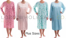 Cotton Rich Jersey PLUS SIZE Long Sleeved Nightdresses by Romesa/Lucky 10 pieces