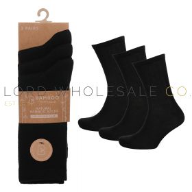 12-SK1041-Ladies Plain Black Bamboo Socks by Bamboo Threads 4 x 3 Pair Packs