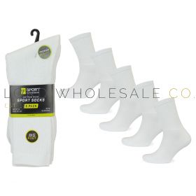 Men's BIGFOOT 5pk White Premium Sports Socks by Tom Franks