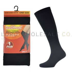 12-SK191-Ladies Fleece Lined Thermal Over The Knee Socks by Heatguard 12 Pack