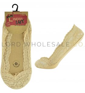 SK432ND Nude Invisible Lace Foot Liners Footsies