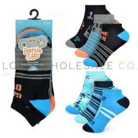 Boys Gaming/Surfing Design Trainer Socks by Bertie & Bo 12 x 3 Pair Packs 