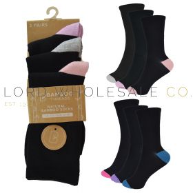 Ladies Bamboo Coloured Heel & Toe Socks by Bamboo Threads