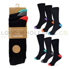 Men's Coloured Heel and Toe Bamboo Socks by Bamboo Threads 4 x 3 Pair Packs