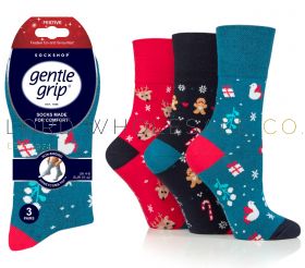 Ladies Festive Fun Christmas Gentle Grip Socks by Sock Shop