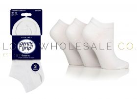 06-SOLPT02G3-Ladies Diabetic White Gentle Grip Trainer Socks by Sock Shop 3 Pair Pack