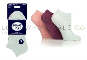 06-SOLPT05G3-Ladies Diabetic Pink/Mint/Raspberry Gentle Grip Trainer Socks by Sock Shop 3 Pair Pack