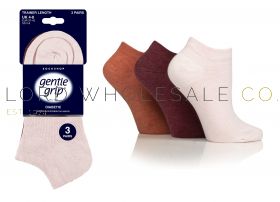 06-SOLPT06G3-Ladies Diabetic Terracotta/Lavender Cream/Burgundy Gentle Grip Trainer Socks by Sock Shop 3 Pair Pack