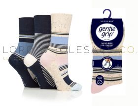 Ladies Summer Sherbet Stripe Gentle Grip Socks by Sock Shop 3 Pair Pack