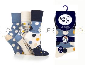 Ladies Summer Spots Gentle Grip Socks by Sock Shop 3 Pair Pack