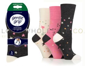 BAMBOO Ladies Starry Night Gentle Grip Socks by Sock Shop