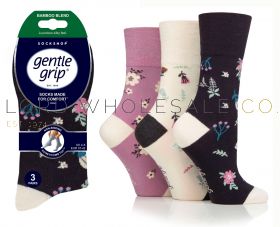 BAMBOO Ladies Botanical Bloom Gentle Grip Socks by Sock Shop