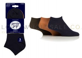 06-SOMPT24H3-Men's Diabetic Ochre/Navy/Khaki Gentle Grip Trainer Socks by Sock Shop 3 Pair Pack