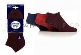 BIG FOOT Men's Diabetic Orange/Blue/Burgundy Gentle Grip Trainer Socks by Sock Shop 3 Pair Pack