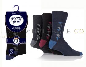 BIG FOOT Men's George Assorted Gentle Grip Socks by Sock Shop 3 Pair Pack