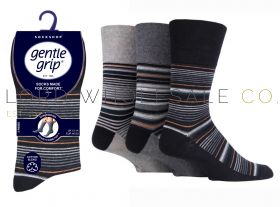 Men's BIG FOOT Deco Noir Assorted Gentle Grip Socks by Sock Shop 3 Pair Pack