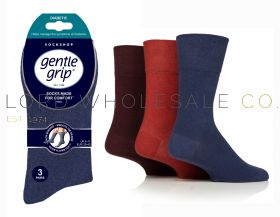 DIABETIC Men's Burnt Orange/Sapphire Blue/Burgundy Gentle Grip Socks by Sock Shop