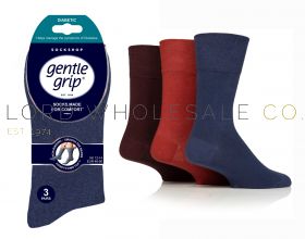 DIABETIC BIG FOOT Men's Burnt Orange/Sapphire Blue/Burgundy Gentle Grip Socks by Sock Shop