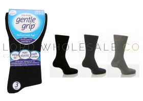 Mens Plain Black, Navy, Grey Gentle Grip Socks by Sock Shop