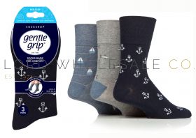 12-SOMRH200H3-Men's Holiday Denim Icons Gentle Grip Socks by Sock Shop 3 Pair Pack