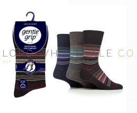 Men's Homestead Stripe Gentle Grip Socks by Sock Shop 3 Pair Pack