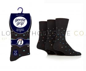 Men's Equilibrium Black Gentle Grip Socks by Sock Shop 3 Pair Pack