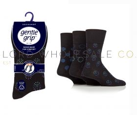 Men's Spherical Realm Black Gentle Grip Socks by Sock Shop 3 Pair Pack