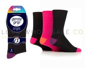 Men's Colour Burst Crazy Contrast Purple Gentle Grip Socks by Sock Shop